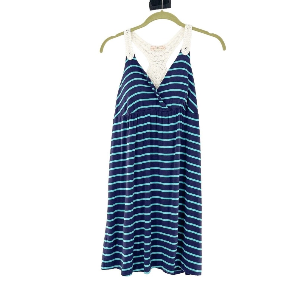 Pink Republic Striped Navy M Sleeveless Dress Crochet Racerback Babydoll Y2K